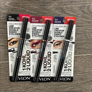 3X Revlon ColorStay Line Creator Double Ended Eyeliner - Black, Red, Blue